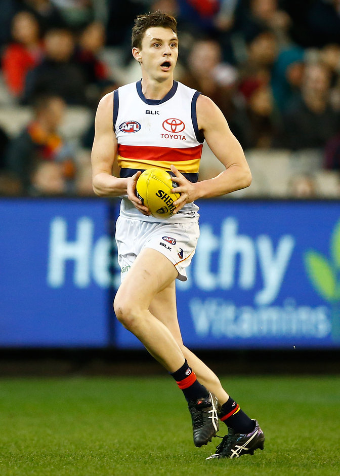 AFL 2016 Rd 15 - Melbourne v Adelaide MELBOURNE, AUSTRALIA - JULY 03: Jake Lever of the Crows in action during the 2016 AFL Round 15 match between the Melbourne Demons and the Adelaide Crows at the Melbourne Cricket Ground on July 3, 2016 in Melbourne, Australia. (Photo by Adam Trafford/AFL Media)